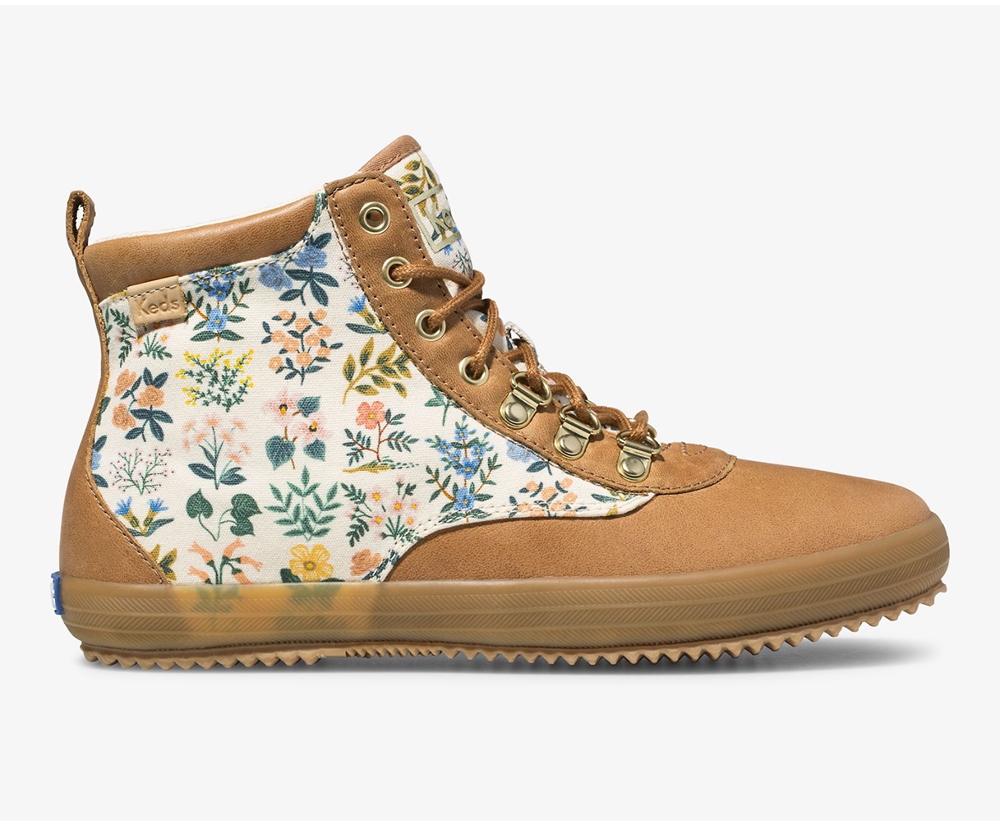 Botas Keds Mujer Marrom - Rifle Paper Co. Scout Cuero Wildflower W/ Thinsulate - 4025-INCJU